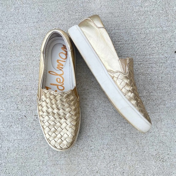 Sam Edelman Metallic Gold Slip On Sneakers 7 - Picture 5 of 6